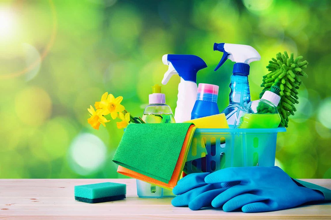 Professional cleaning supplies and equipment used by APS Cleaning in Plymouth